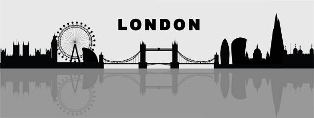 London skyline vector illustration Vector illustration of London skyline silhouette in black and white london skyline stock illustrations