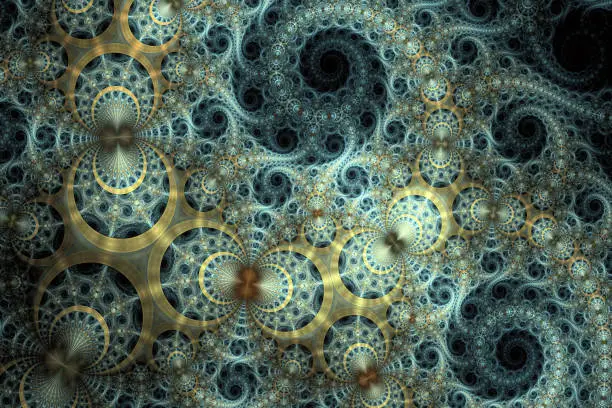 Photo of Dark abstraction of clockwork, steampunk design pattern for creative graphic