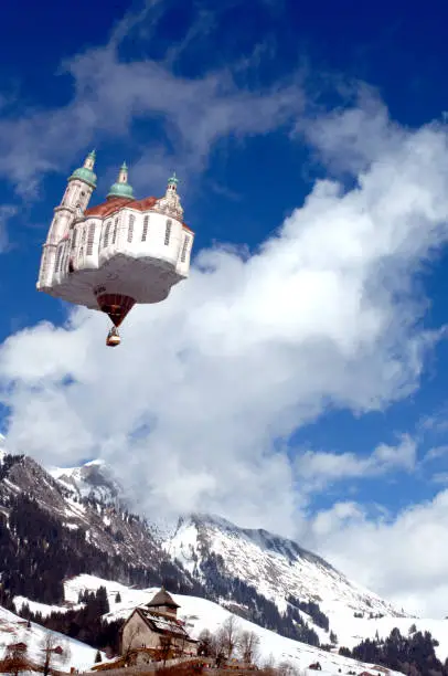 Hot air balloon Flight over Chateau-D'Oex, Switzerland