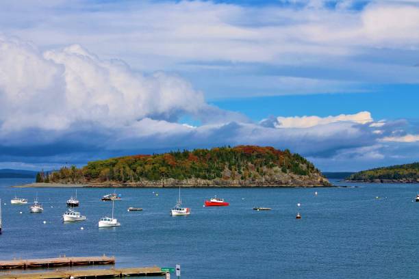 istock Island with small boats 1126997018