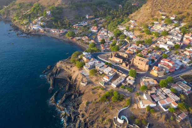 Aerial view Cidade Velha city  in Santiago - Cape Verde - Cabo Verde
