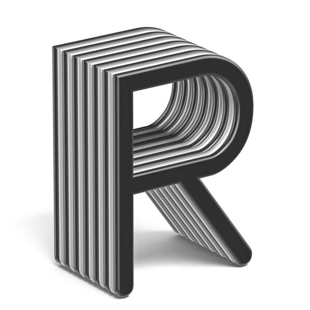 istock Black and white layered font Letter R 3D 1127010360