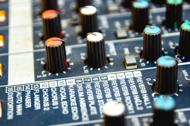 istock Slide the volume control sound audio mixer. 1127018985