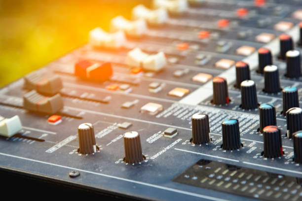 istock Slide the volume control sound audio mixer. 1127019432