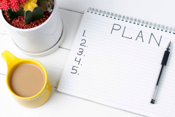 istock Inscription Plan in notepad, close-up, top view, concept of planning, goal setting 1127022880