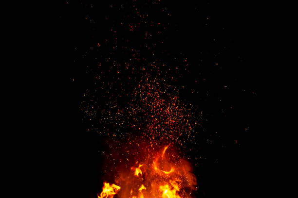 abstrait brasier feu flammes texture fond - sparks photos et images de collection