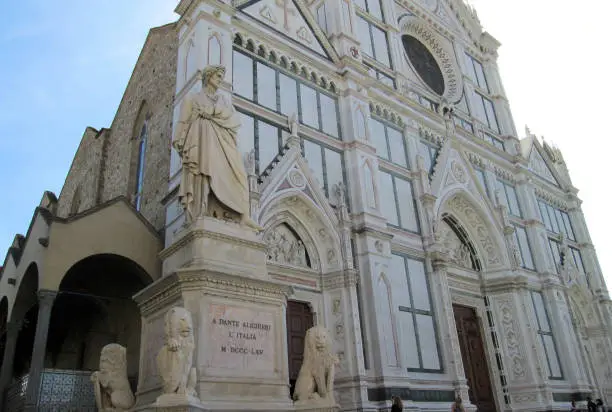 Sculpture tribute to Dante Alighieri.Florence Italy
