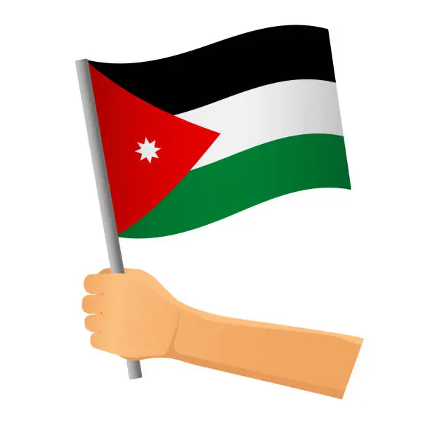 Vector illustration of jordan flag in hand