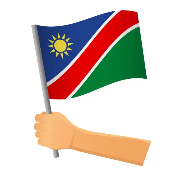 Vector illustration of Namibia flag in hand