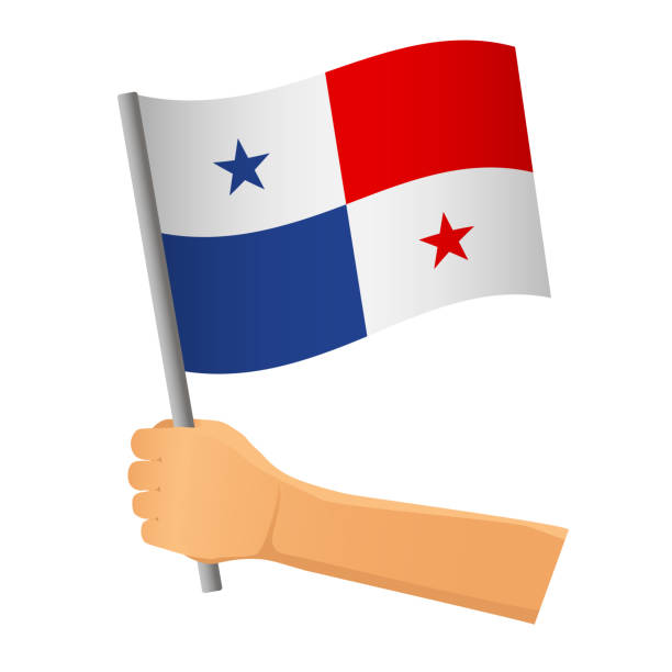 Panama flag in hand Panama flag in hand. Patriotic background. National flag of Panama vector illustration panamanian flag stock illustrations
