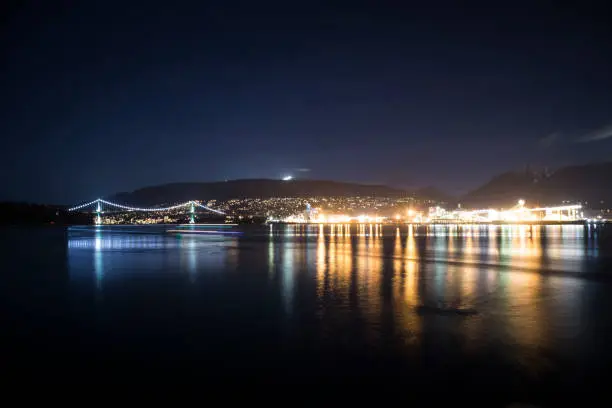 Night shot of North Vancouver and Lionsgate Bridge