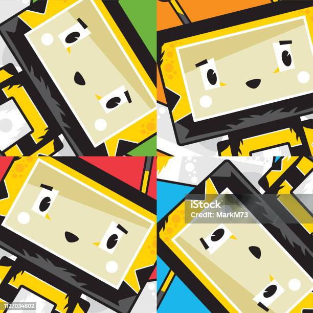Cute Cartoon Block Honey Bee Character Stock Illustration - Download Image Now - Animal, Animal Antenna, Animal Wing