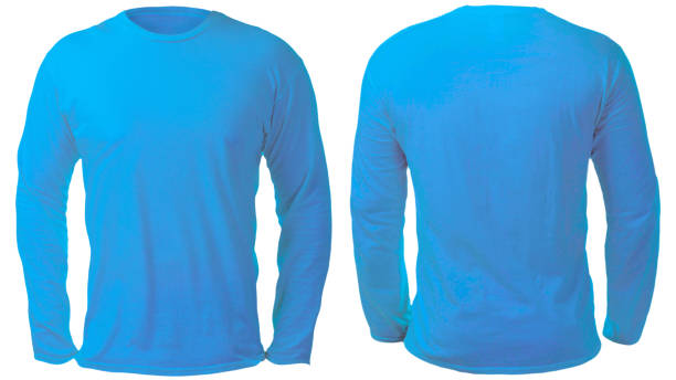istock Blue Long Sleeved Shirt Design Template 1127036472