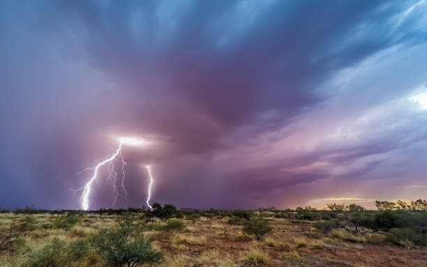 Huge Australian electrical storm A huge Australian electrical storm in the Pilbara outback creighton stock pictures, royalty-free photos & images