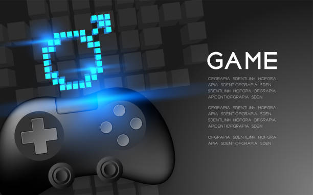 istock Gamepad or joypad black color with Male gander pixel icon, Men Gamer concept design illustration isolated on black gradients background, with copy space 1127042260