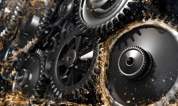 Gears with oil