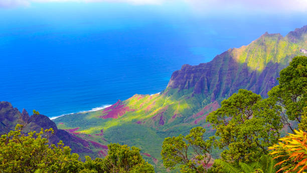 istock Kauai Kalepa Ridge during the Rain with Sun Beams, Hawaii 1127045332