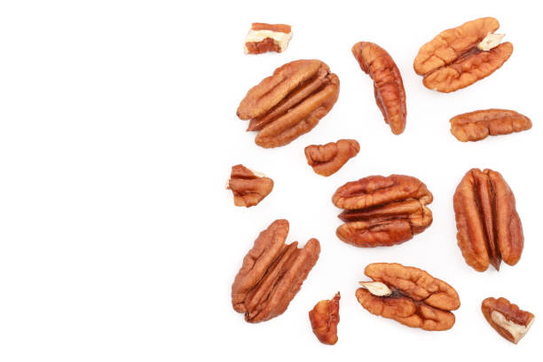 istock pecan nut isolated on white background with copy space for your text. Top view. Flat lay 1127046514
