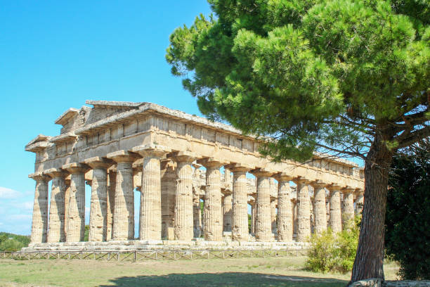 Temple of Neptune The temple of Neptune or Hera II, 
 in the archaelogical site of Paestum, ancient greek colony temple of neptune doric campania italy stock pictures, royalty-free photos & images