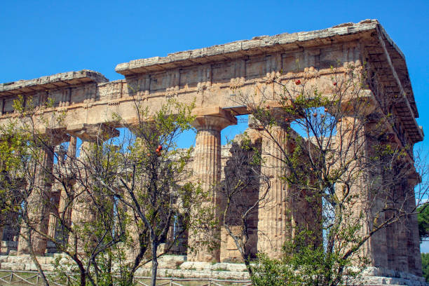 Temple of Neptune The temple of Neptune or Hera II, 
 in the archaelogical site of Paestum, ancient greek colony temple of neptune doric campania italy stock pictures, royalty-free photos & images