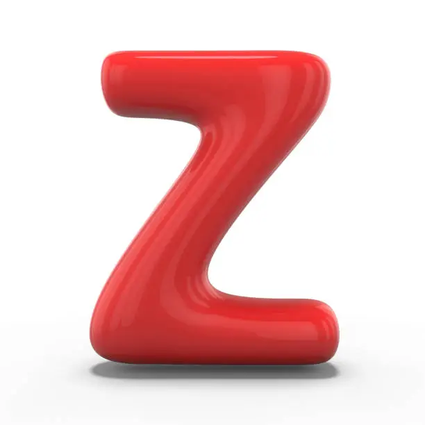 Letter Z made of inflatable balloon isolated on white background. 3D rendering