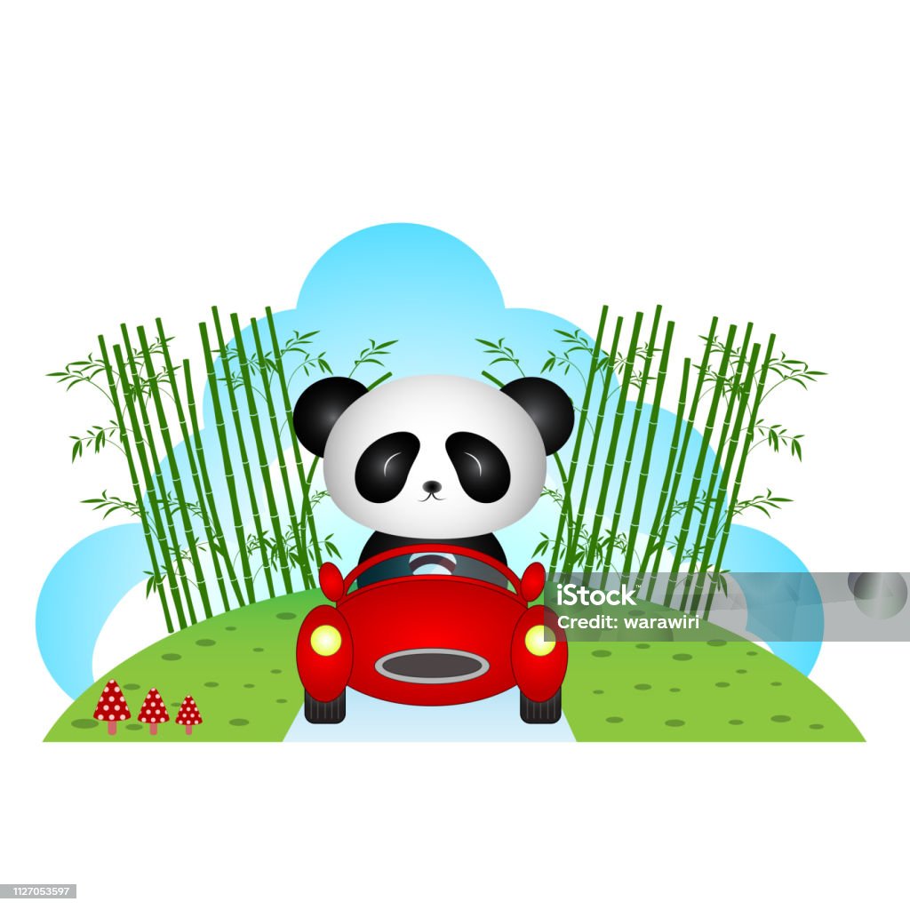 Panda driving a car Panda driving a car - full color Animal stock vector