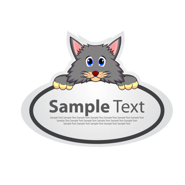 Sticker board banner with gray cat Sticker board banner with gray cat - full color wood turtle stock illustrations