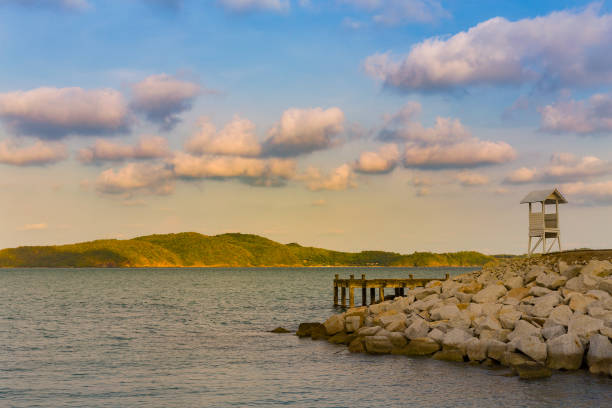 istock Natural sea with island background 1127054635