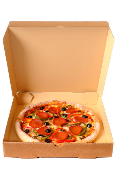 istock Freshly baked Pepperoni Pizza in a delivery box. 1127060522