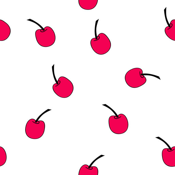Seamless pattern of red cherries. Vector file EPS 10 gesunde ernährung stock illustrations