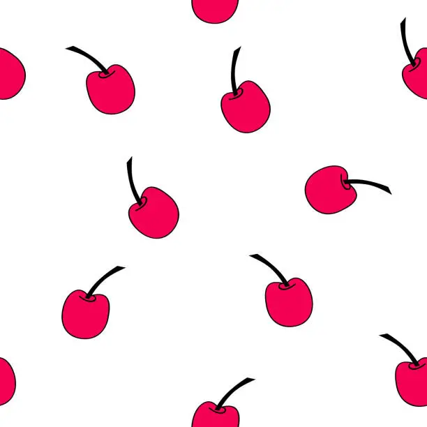 Vector illustration of Seamless pattern of red cherries.