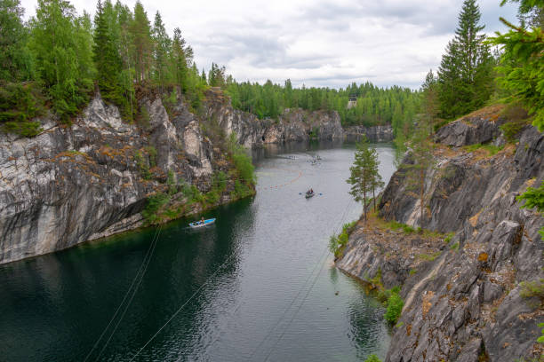 istock Natural Park - stone mountains and water surface. 1127063312