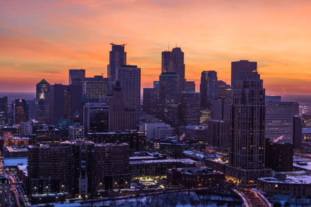 istock Golden Hour in Minneapolis - Aerial View 1127064997