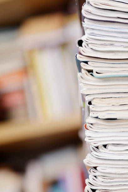 istock Close-up photograph of a stack of old magazines 1127065377