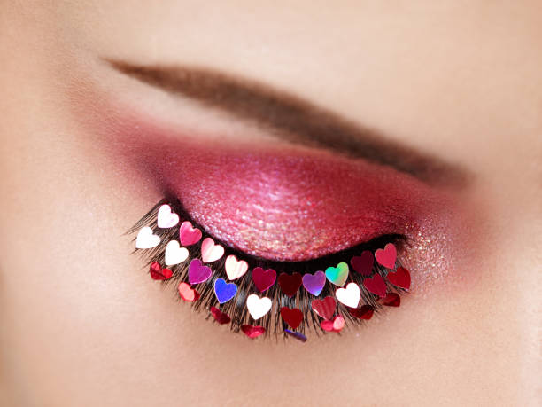 istock Female eye with Valentine's day makeup 1127066121