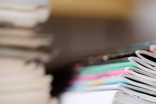 istock Close-up photograph of a stack of old magazines 1127066421