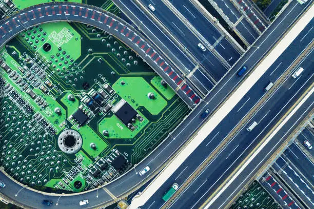 Photo of Freeway and circuit board.