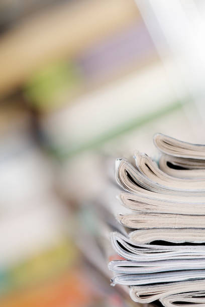 istock Close-up photograph of a stack of old magazines 1127066586