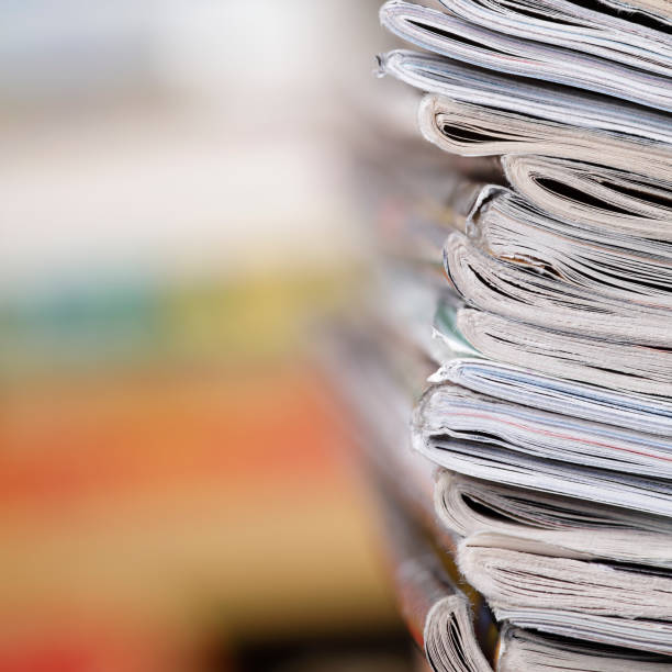 istock Close-up photograph of a stack of old magazines 1127066683