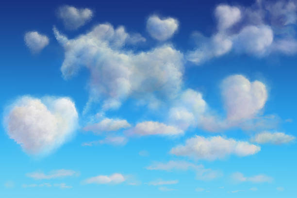 cloudy heart and unicorn on a clear sky