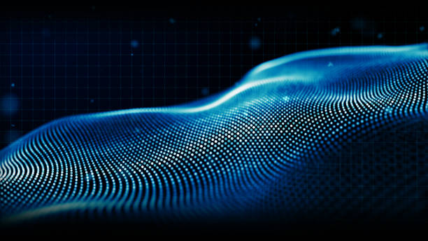 istock Abstract blue color digital particles wave background 1127070750