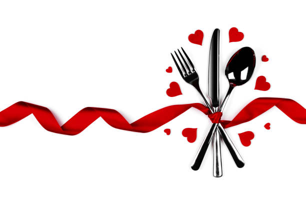 istock Cutlery set and hearts 1127073886