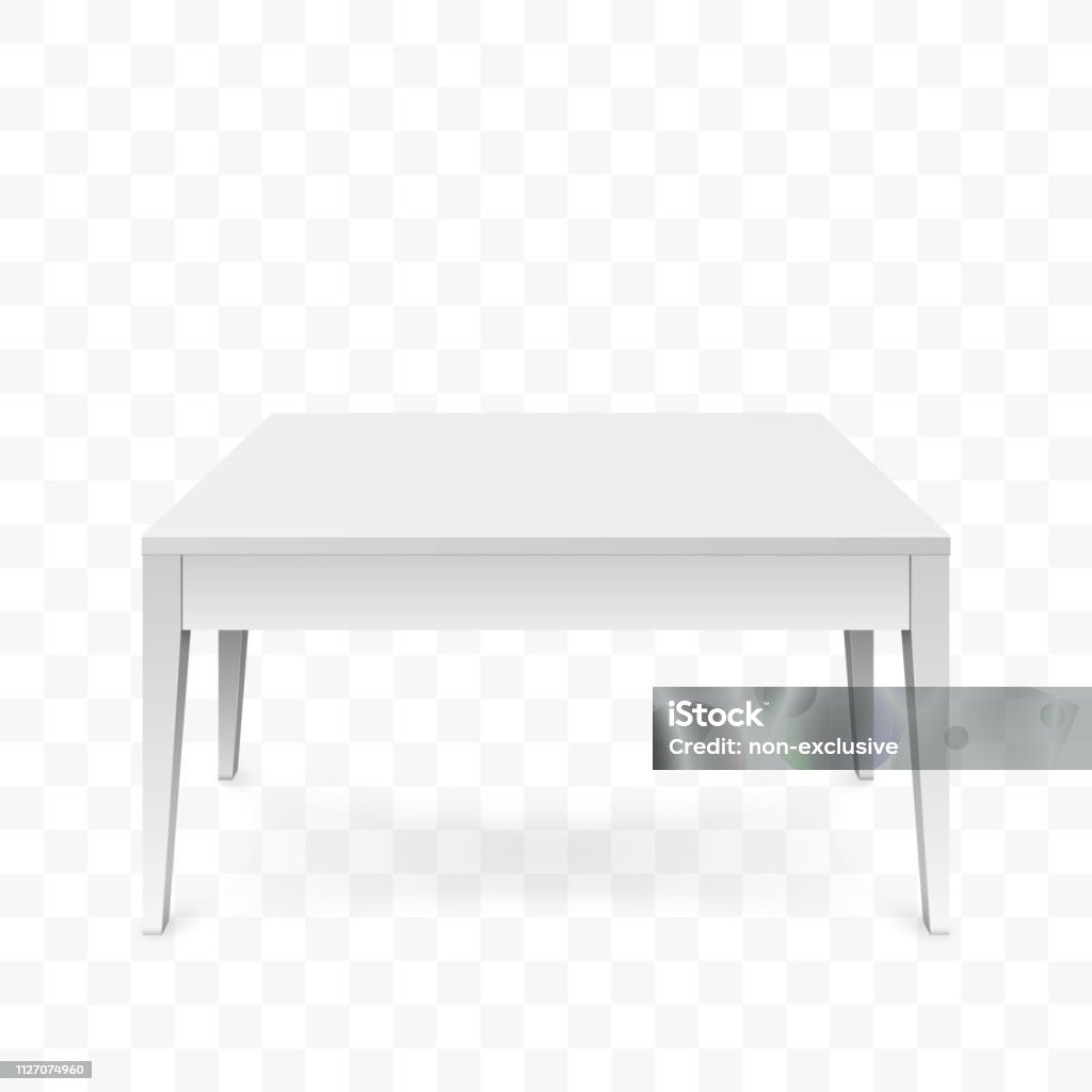Realistic White Table Isolated On Transparent Background White Office Table  With Shadow Vector Illustration Stock Illustration - Download Image Now -  iStock