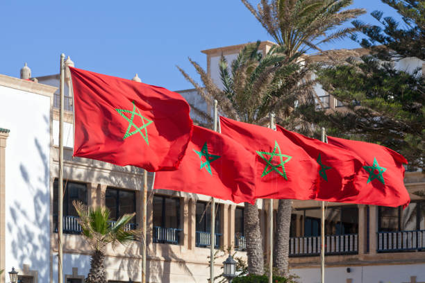 bandeiras marroquinas - moroccan flag - fotografias e filmes do acervo