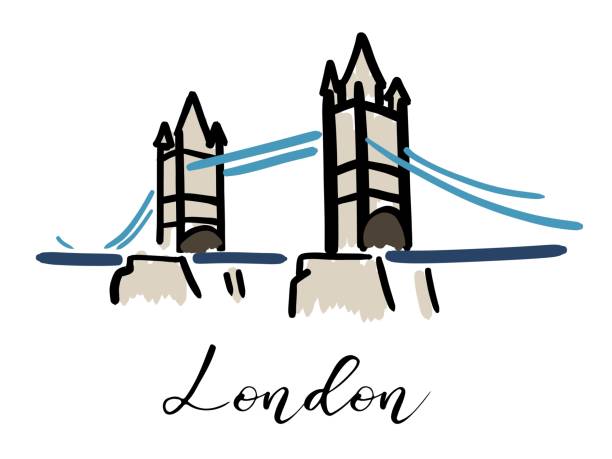 London Tower Bridge Stock Illustration - Download Image Now - Tower Bridge,  Scribble, Architecture - iStock