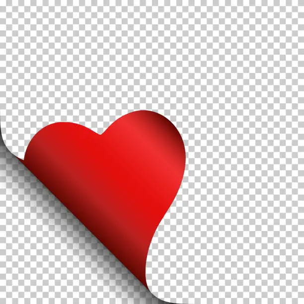 Vector illustration of Curly Page Corner Heart, isolated.