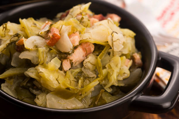 istock Stew of white cabbage and bacon 1127086011
