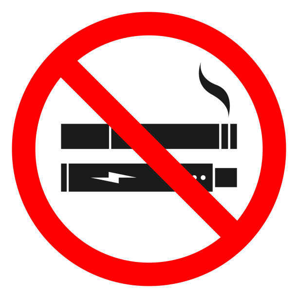 zakaz palenia, brak vaping połączonego znaku. naklejka do druku. wektor - e cigarette stock illustrations
