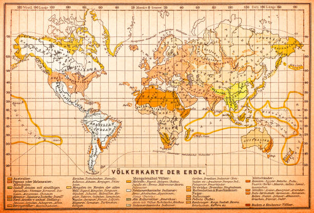istock Peoples map of the earth from 19th century 1127087830
