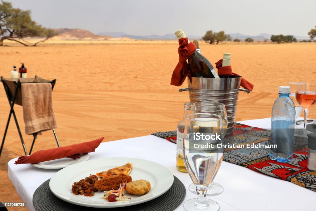 lunch in the beautiful desert Sossusvlei - Namibia Africa Namibia Stock Photo